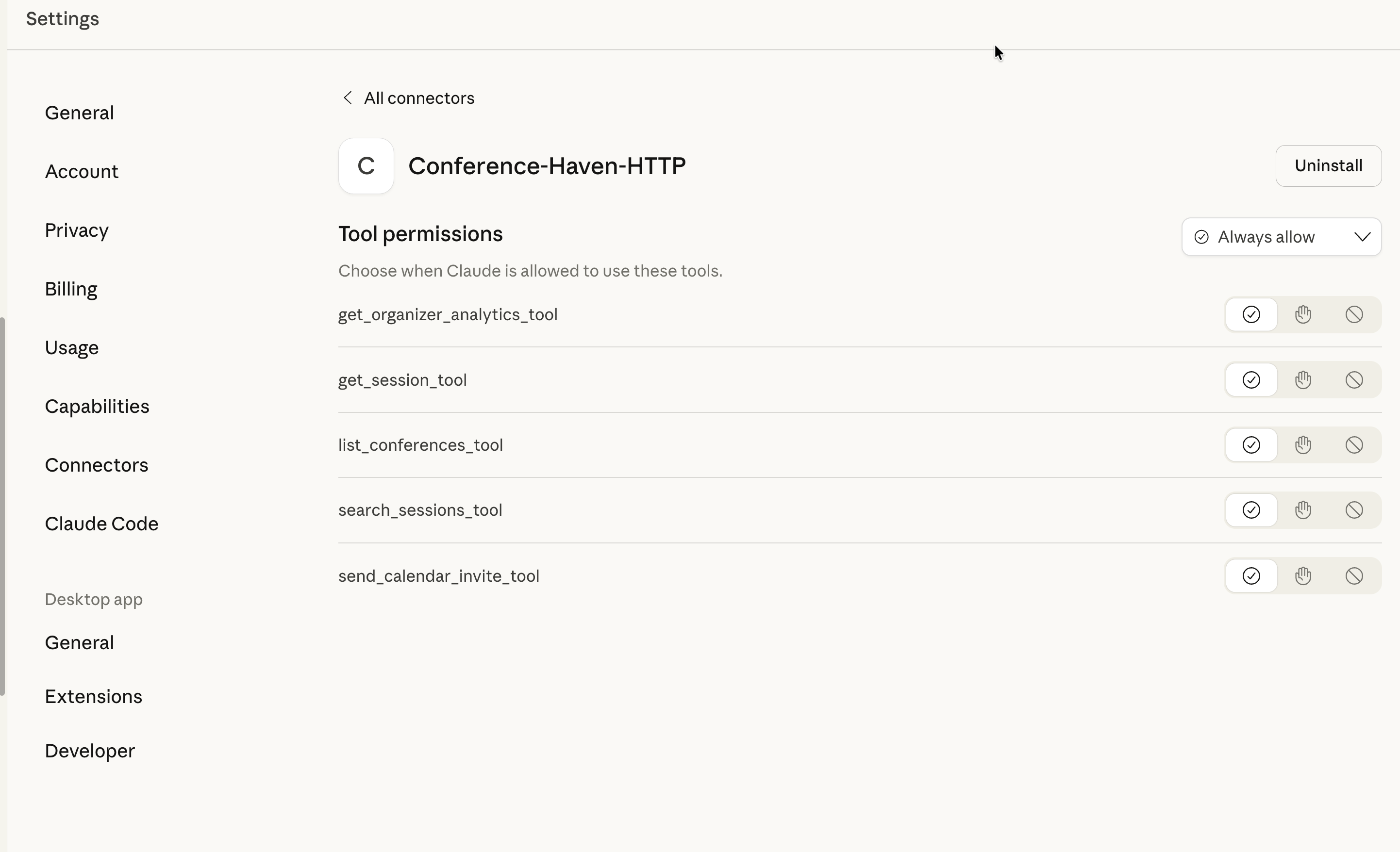 Claude Desktop HTTP Streaming Connector with Tools