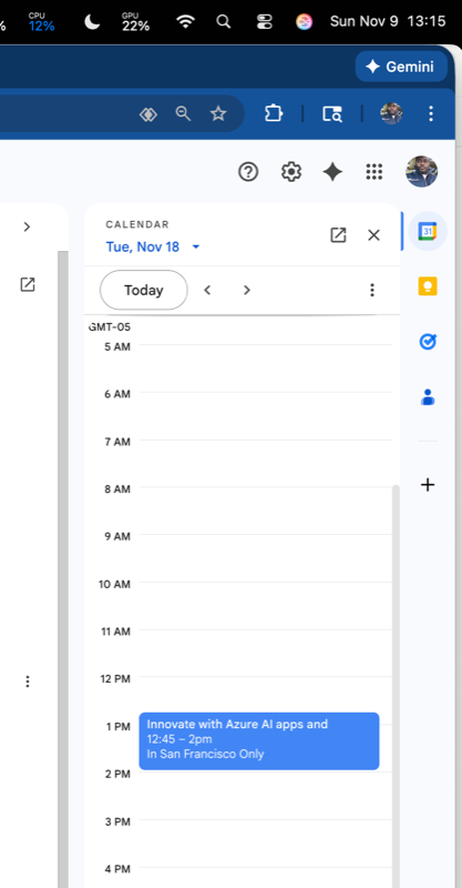 Calendar invite received in Gmail