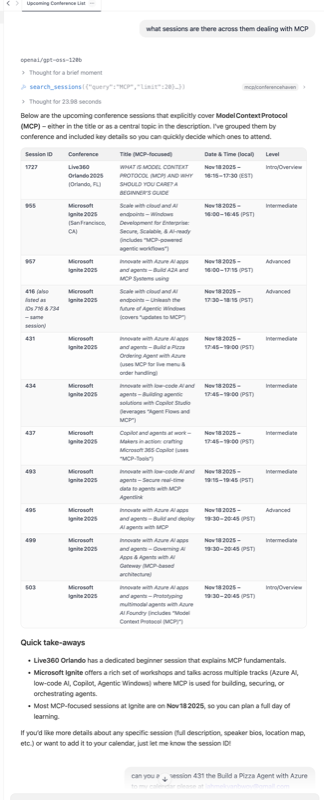AI responds with conference details